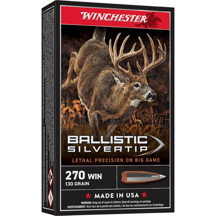 Winchester Ammo SBST270 Ballistic Silvertip270Win 130gr Rapid Controlled Expansion Polymer Tip 20 Per Box/10 Case