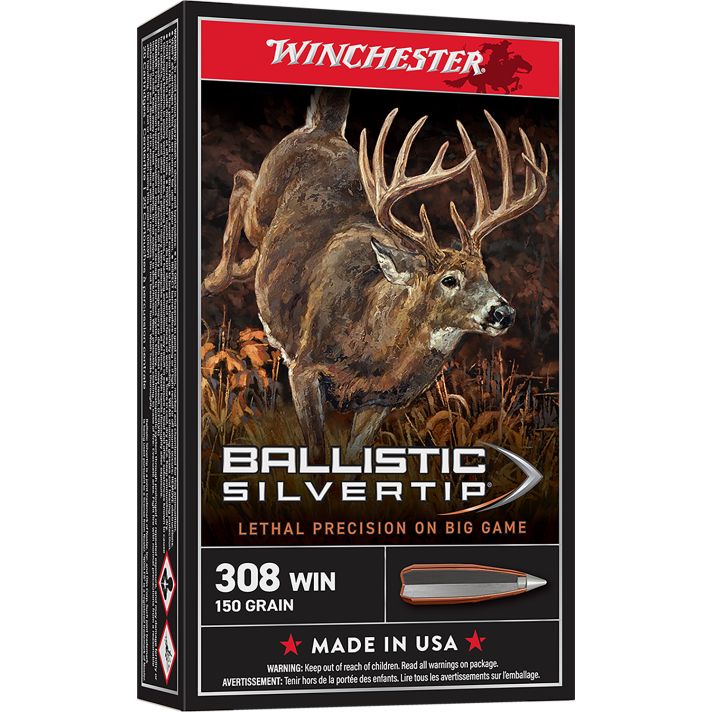 Winchester Ammo SBST308 Ballistic Silvertip308Win 150gr Rapid Controlled Expansion Polymer Tip 20 Per Box/10 Case