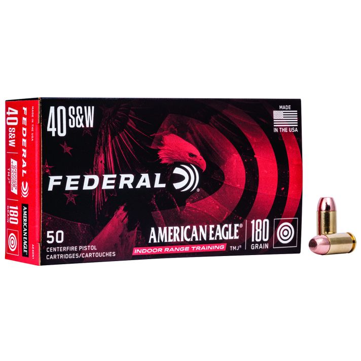 Federal AE40N1 American Eagle Indoor Range Training 40S&W 180gr Total Metal Jacket 50 Per Box/20 Case