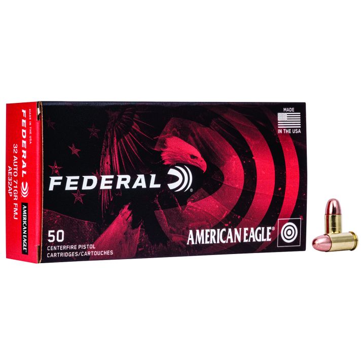 Federal AE32AP American Eagle Handgun 32ACP 71gr Full Metal Jacket 50 Per Box/20 Case