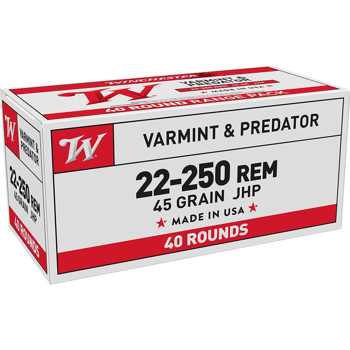 Winchester Ammo USA222502 USA22-250Rem 45gr Jacketed Hollow Point 40 Per Box/10 Case