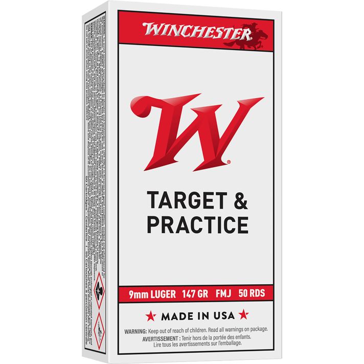 Winchester Ammo USA9MM1 USA9mmLuger 147gr Full Metal Jacket Flat Nose 50 Per Box/10 Case