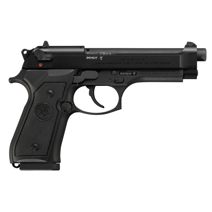 Beretta USA J90A1M9F18 M9Full Size Frame 22 LR 10+1, 5.30" Black Steel Barrel, Black Bruniton Serrated Slide, Black Aluminum Frame w/Beavertail, Ambidextrous