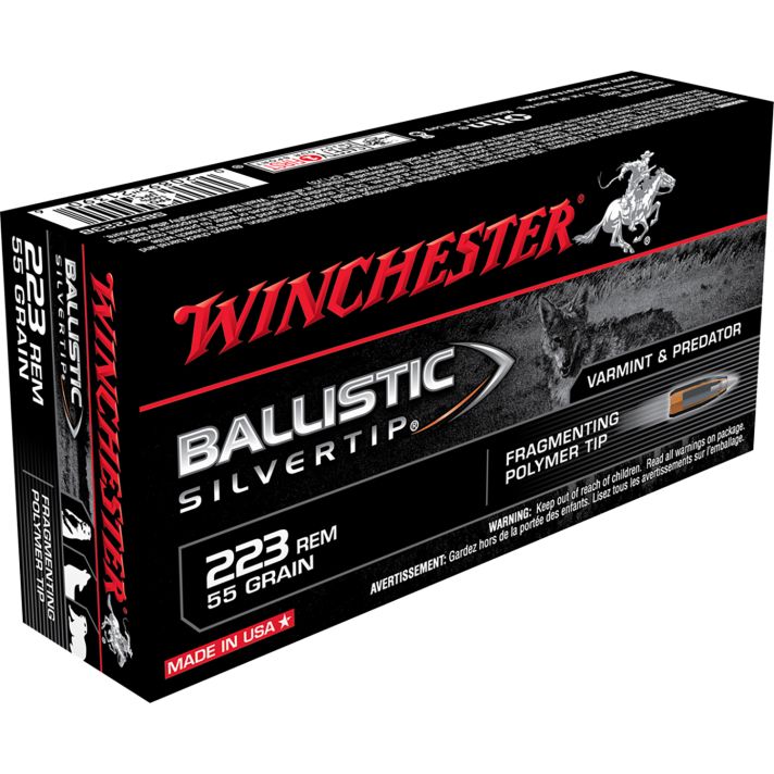 Winchester Ammo SBST223B Ballistic Silvertip223Rem 55gr Fragmenting Polymer Tip 20 Per Box/10 Case
