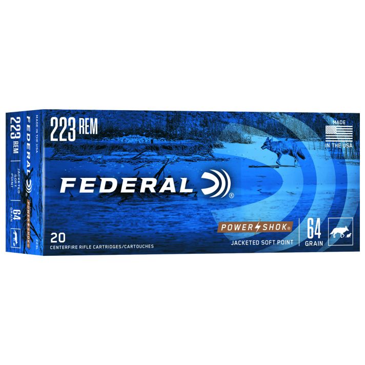 Federal 223L Power-Shok223Rem 64gr Jacketed Soft Point 20 Per Box/10 Case