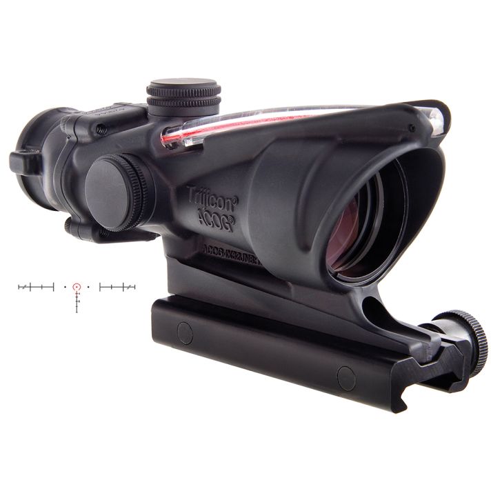 Trijicon 100220 ACOGBlack Hardcoat Anodized 4x32mm Illuminated Red Horseshoe w/ Red Dot 6.8 SPC Reticle