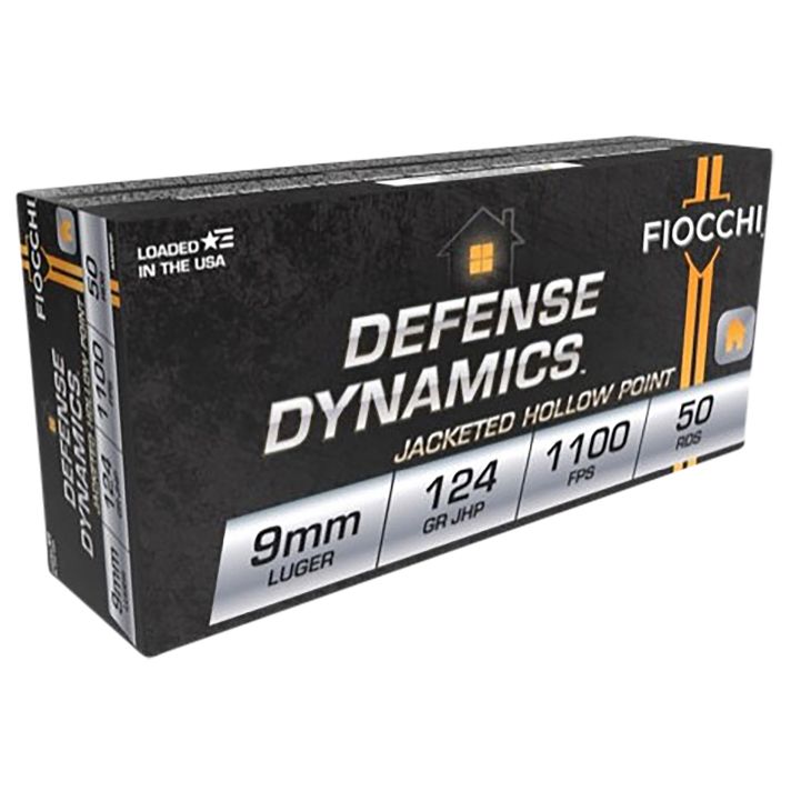 Fiocchi 9APBHP Defense Dynamics9mmLuger 124gr Jacketed Hollow Point 50 Per Box/20 Case *Worn
