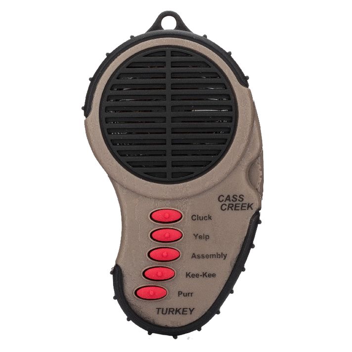 Cass Creek 969 Ergo ElectronicTurkey Call, 5 Authentic Turkey Sounds, Brown Plastic Includes Belt Clip