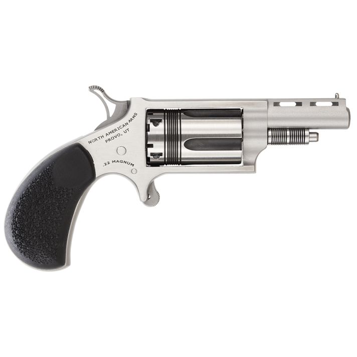 North American Arms 22MTW Wasp22 WMR 5 Shot 1.63" Vent Rib Barrel, Overall Stainless Steel Finish, Black Pebbled Texture Rubber Grip