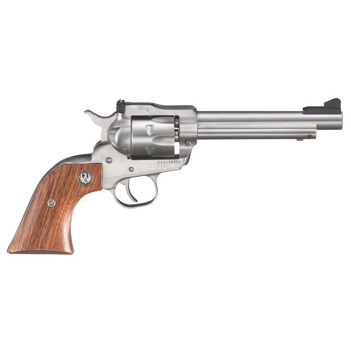 Ruger 0625 Single-Six Convertible 22 LR/22 WMR 6rd 5.50" Satin Stainless Steel Barrel, Cylinder & Frame, Hardwood Grip, Transfer Bar Safety, Exposed Hammer