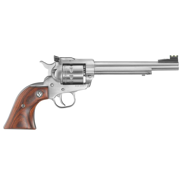 Ruger 0626 Single-Six Convertible 22 LR 22 WMR 6rd 6.50" Satin Stainless Steel Barrel, Cylinder & Frame, Hardwood Grip, Transfer Bar Safety, Exposed Hammer