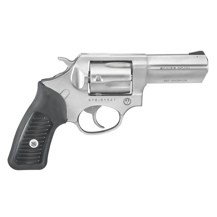 Ruger 5719 SP101357 Mag 5rd 3.10" Satin Stainless Steel Barrel, Cylinder & Frame, Black Rubber Grip, Transfer Bar Safety, Exposed Hammer
