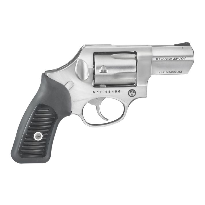 Ruger 5720 SP101357 Mag 5rd 2.25" Satin Stainless Steel Barrel, Cylinder & Frame, Black Rubber Grip, Transfer Bar Safety, Concealed Hammer