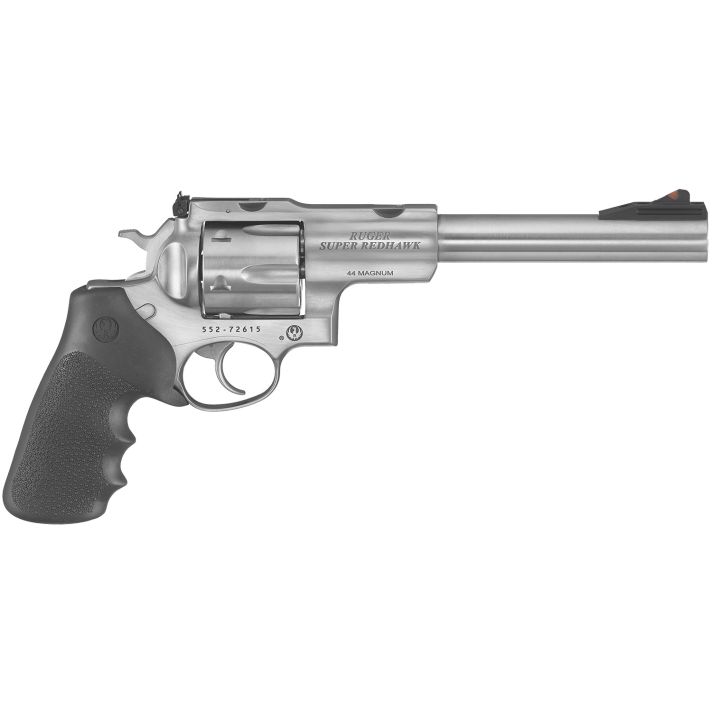Ruger 5501 Super Redhawk44 Rem Mag/44 Special 6rd 7.50" Satin Stainless Steel w/Integral Mount Barrel, Satin Stainless Cylinder & Frame, Black Hogue Tamer Monogrip, Transfer Bar Safety