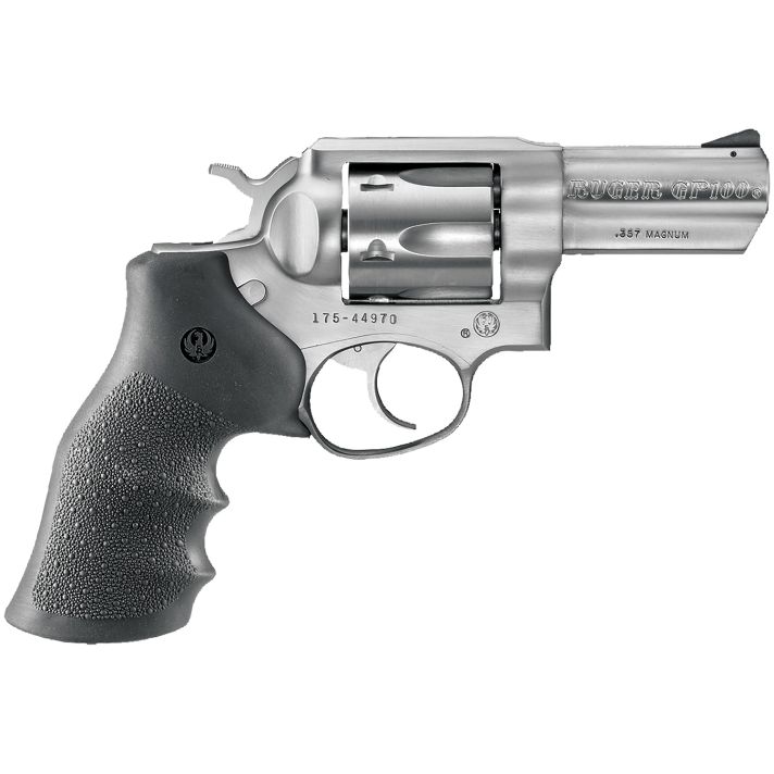 Ruger 1715 GP100Medium Frame 357 Mag 6rd 3" Satin Stainless Steel Barrel, Cylinder & Frame, Hogue Monogrip, Transfer Bar Safety, Exposed Hammer