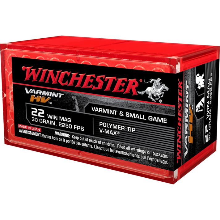 Winchester Ammo S22M2PT Varmint HV22WMR 30gr Hornady V Max 50 Per Box/20 Case