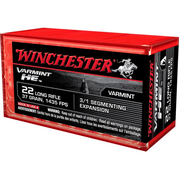 Winchester Ammo S22LRFSP Varmint HE22LR 37gr 3/1 Segmenting Expansion 50 Per Box/20 Case