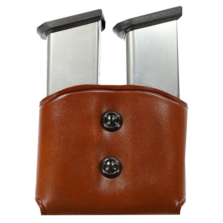Galco DMC26 DMC Mag Carrier Double Tan Leather Belt Loop 45 ACP Belts 1.50-1.75" Wide Compatible w/ Single Stack Compatible w/ Sig P220 Compatible w/ 1911