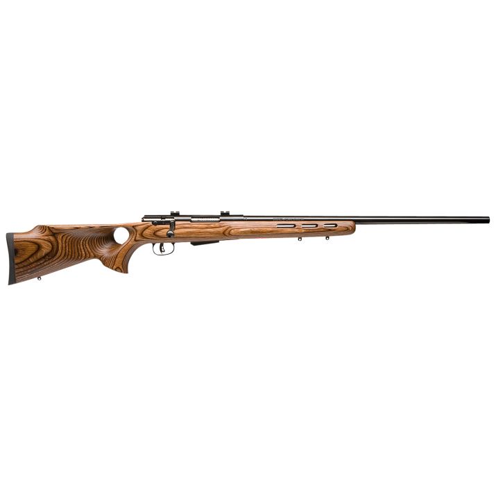 Savage Arms 19142 25 Lightweight Varminter-T Full Size 222 Rem 4+1 24" Matte Black Heavy Barrel, Matte Black Carbon Steel Receiver Drilled & Tapped, Satin Brown Thumbhole Laminate Stock, Right Hand