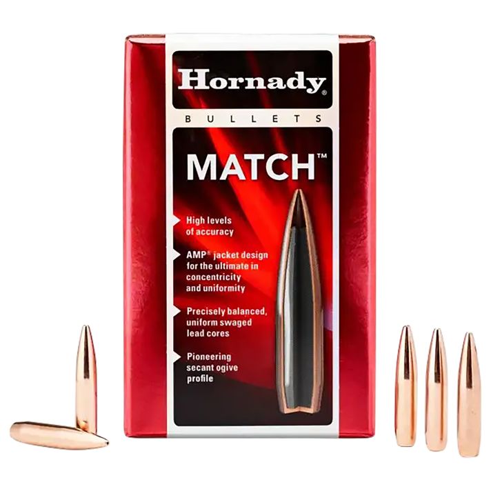 Hornady 30733 Match30 Cal .308 208 gr Hollow Point Boat Tail Match 100 Per Box/ 15 Case