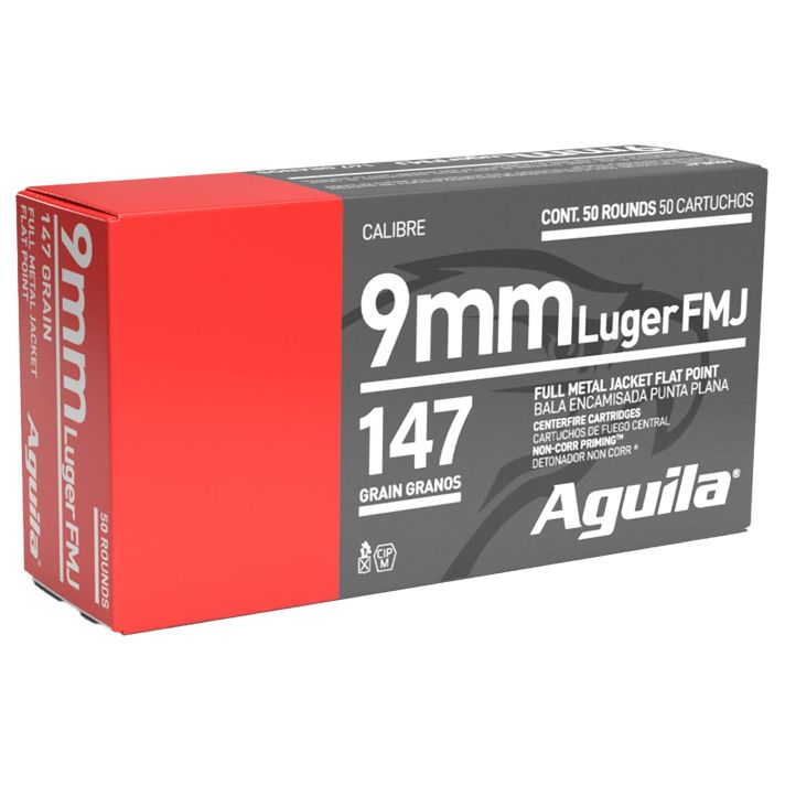Aguila 1E097719 Target & Range Handgun 9mm Luger 147gr Full Metal Jacket Flat Point 50 Per Box/20 Case