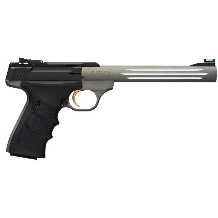 Browning 051462490 Buck Mark Lite *CA Compliant 22 LR 10+1 7.25" Matte Gray Fluted Barrel, Matte Black Serrated Steel Slide, Matte Gray Aluminum Frame, Black Ultragrip RX Grips