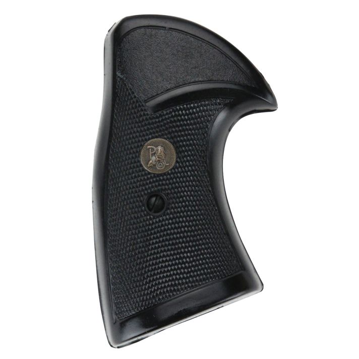 Pachmayr 03267 Presentation Grip Checkered Black Rubber for S&W K/L Frame with Square Butt