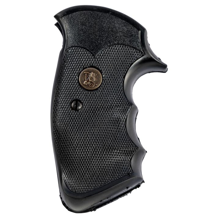 Pachmayr 03265 Gripper Professional Grip Checkered Black Rubber with Finger Grooves for S&W K/L Frame with Square Butt