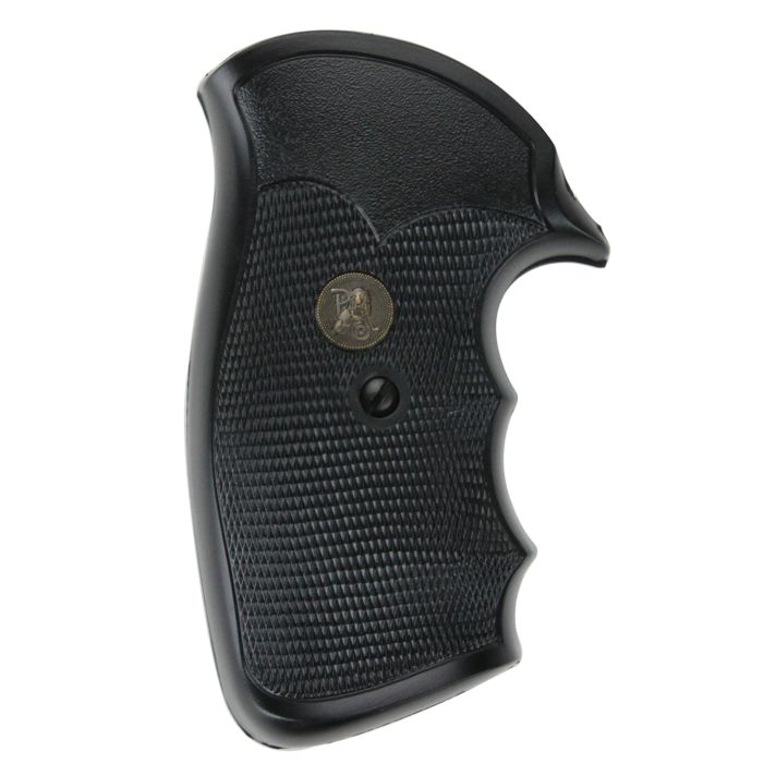 Pachmayr 03266 Gripper Grip Checkered Black Rubber with Finger Grooves for S&W K/L Frame with Round Butt