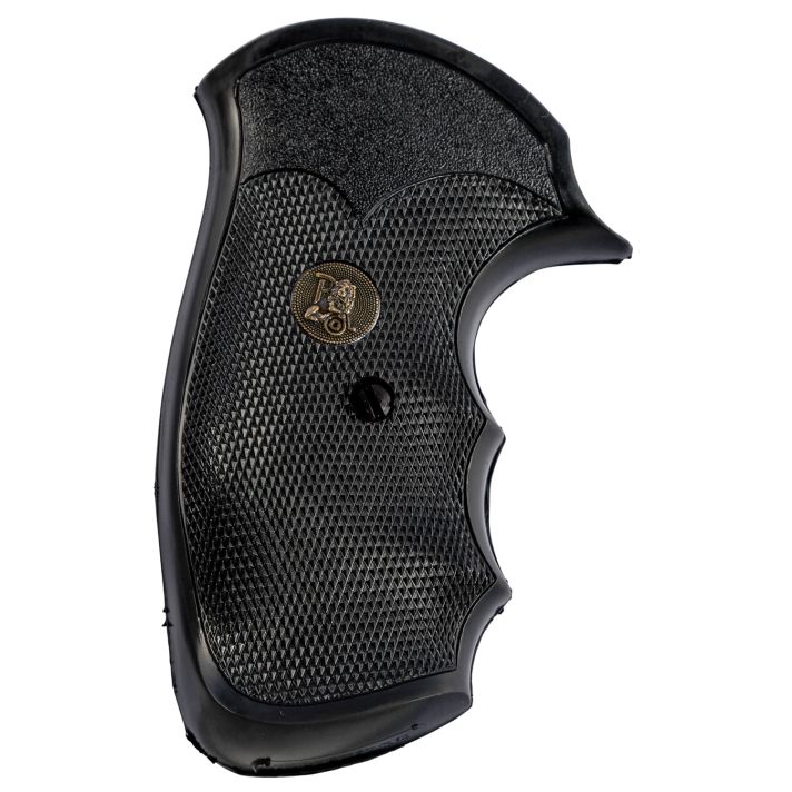 Pachmayr 03249 Gripper Grip Checkered Black Rubber with Finger Grooves for S&W J Frame with Round Butt