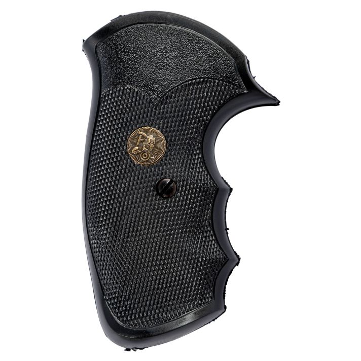 Pachmayr 03250 Gripper Grip Checkered Black Rubber with Finger Grooves for S&W J Frame with Square Butt