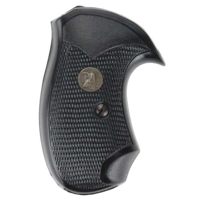 Pachmayr 03255 Compact Grip Checkered Black Rubber for S&W J Frame with Square Butt