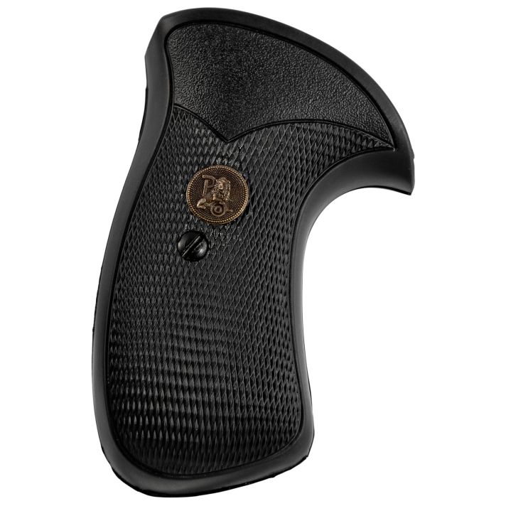 Pachmayr 03270 Compact Grip Checkered Black Rubber for S&W K/L Frame with Round Butt