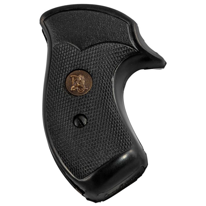 Pachmayr 03254 Compact Grip Checkered Black Rubber for S&W J Frame with Round Butt