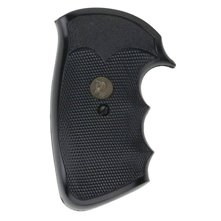 Pachmayr 02528 Gripper Grip Checkered Black Rubber with Finger Grooves for Colt Python, Trooper