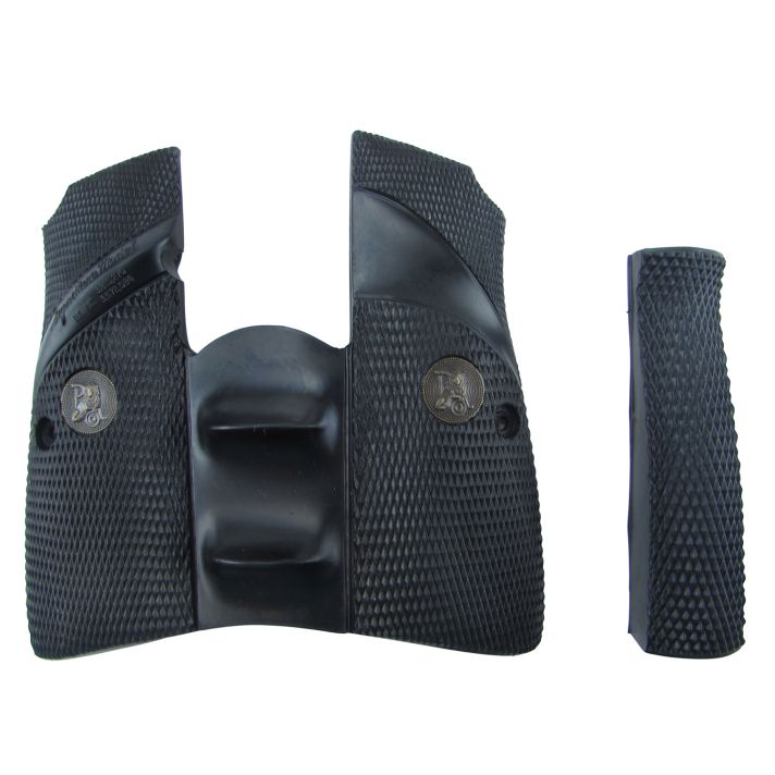 Pachmayr 03952 Signature Grip Wraparound Checkered Black Rubber with Backstrap & Finger Grooves for Browning Hi-Power