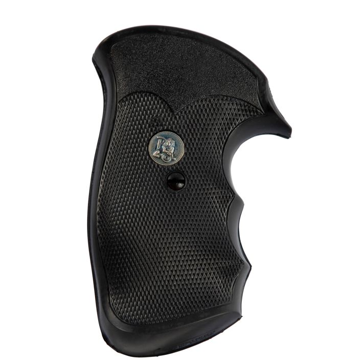 Pachmayr 05056 Decelerator Grip Checkered Black Rubber with Finger Grooves for S&W N Frame with Square Butt
