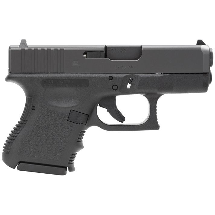Glock PI3350201 G33 Gen3 Sub-Compact 357 Sig 9+1 3.43" Black Polygonal Rifled Barrel, Matte Black Serrated Slide, Black Polymer Frame, Black Textured Finger Grooved Polymer Grip, Right Hand