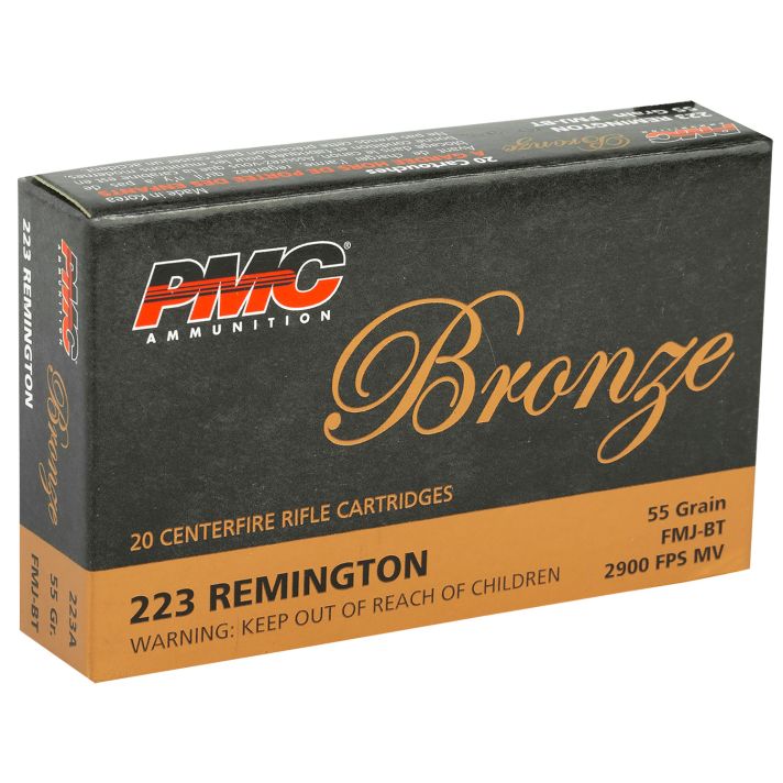 PMC 223A Bronze223Rem 55gr Full Metal Jacket Boat Tail 20 Per Box/50 Case