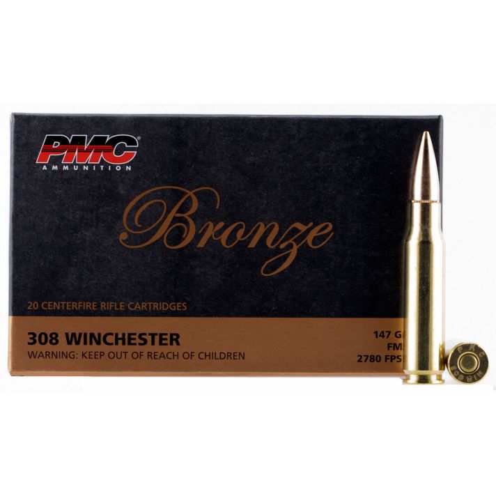 PMC 308B Bronze308Win 147gr Full Metal Jacket Boat Tail 20 Per Box/25 Case