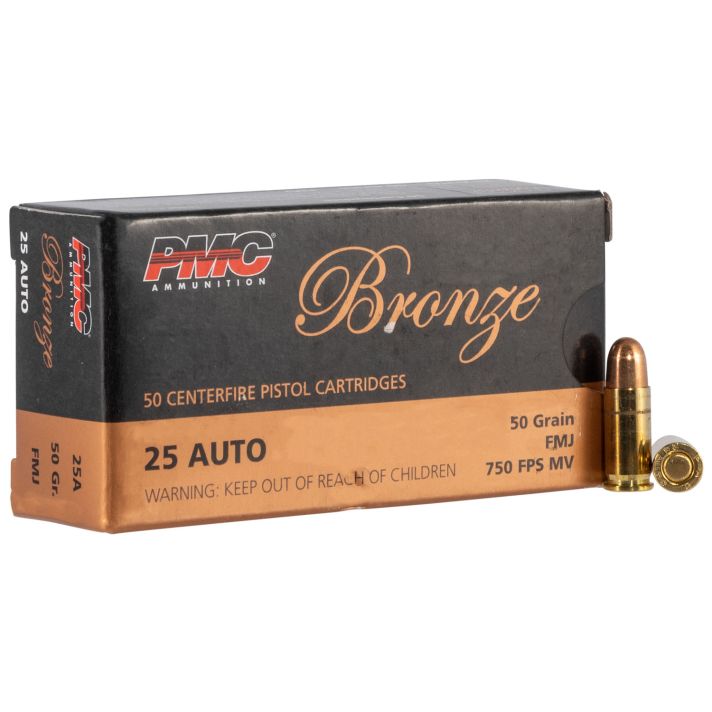 PMC 25A Bronze25ACP 50gr Full Metal Jacket 50 Per Box/20 Case