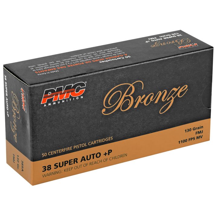 PMC 38SA Bronze38Super+P 130gr Full Metal Jacket 50 Per Box/20 Case