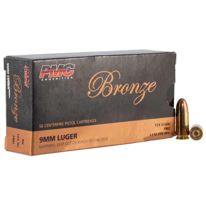 PMC 9G Bronze9mmLuger 124gr Full Metal Jacket 50 Per Box/20 Case