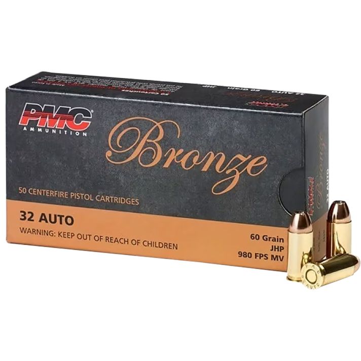 PMC 32B Bronze32ACP 60gr Jacketed Hollow Point 50 Per Box/20 Case