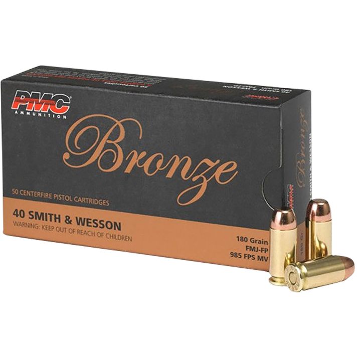 PMC 40E Bronze40S&W 180gr Full Metal Jacket Flat Point 50 Per Box/20 Case