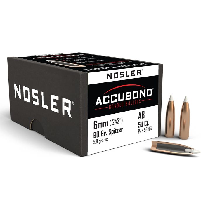 Nosler 56357 AccuBond6mm 90gr Spitzer Point 50/Box