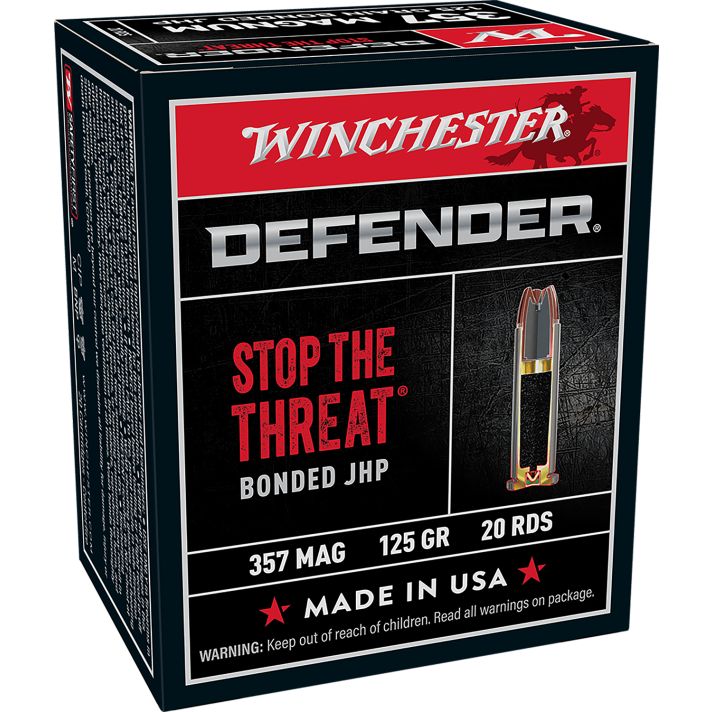 Winchester Ammo S357MPDB Defender357Mag 125gr Bonded Jacket Hollow Point 20 Per Box/10 Case