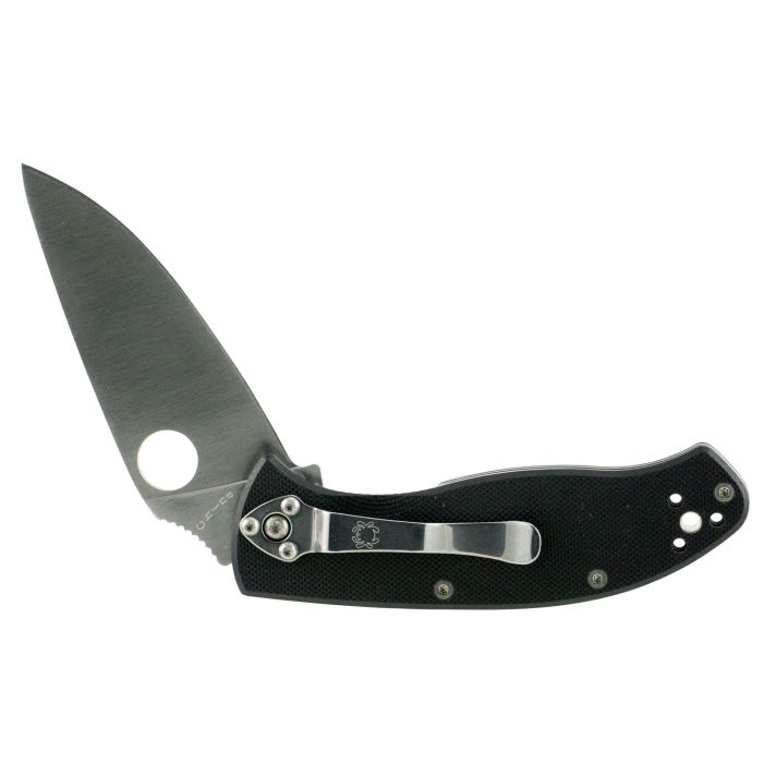 Spyderco C122GP Tenacious3.39" Folding Drop Point Plain 8Cr13MoV SS Blade Black G10 Handle Includes Pocket Clip