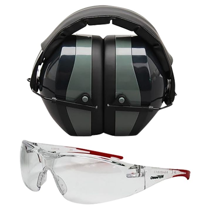 Champion Targets 40622 Eyes & Ears Combo 26 dB Over the Head Passive Muff & Shooting Glasses Black/Gray