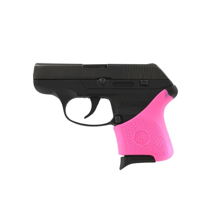 Hogue 18107 HandAll Hybrid Grip Sleeve made of Rubber with Textured Pink Finish for Ruger LCP